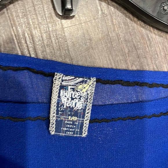 Free people, cold, shoulder ties, butterfly arm embroidered sheer blouse - Picture 2 of 6